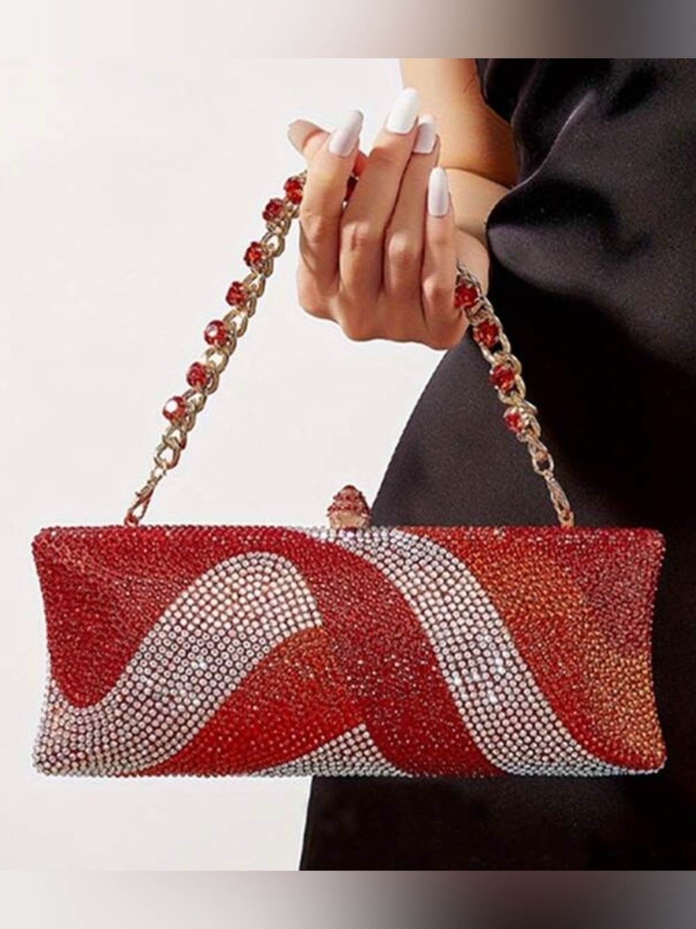 Red Crystal Evening Clutch Handbag